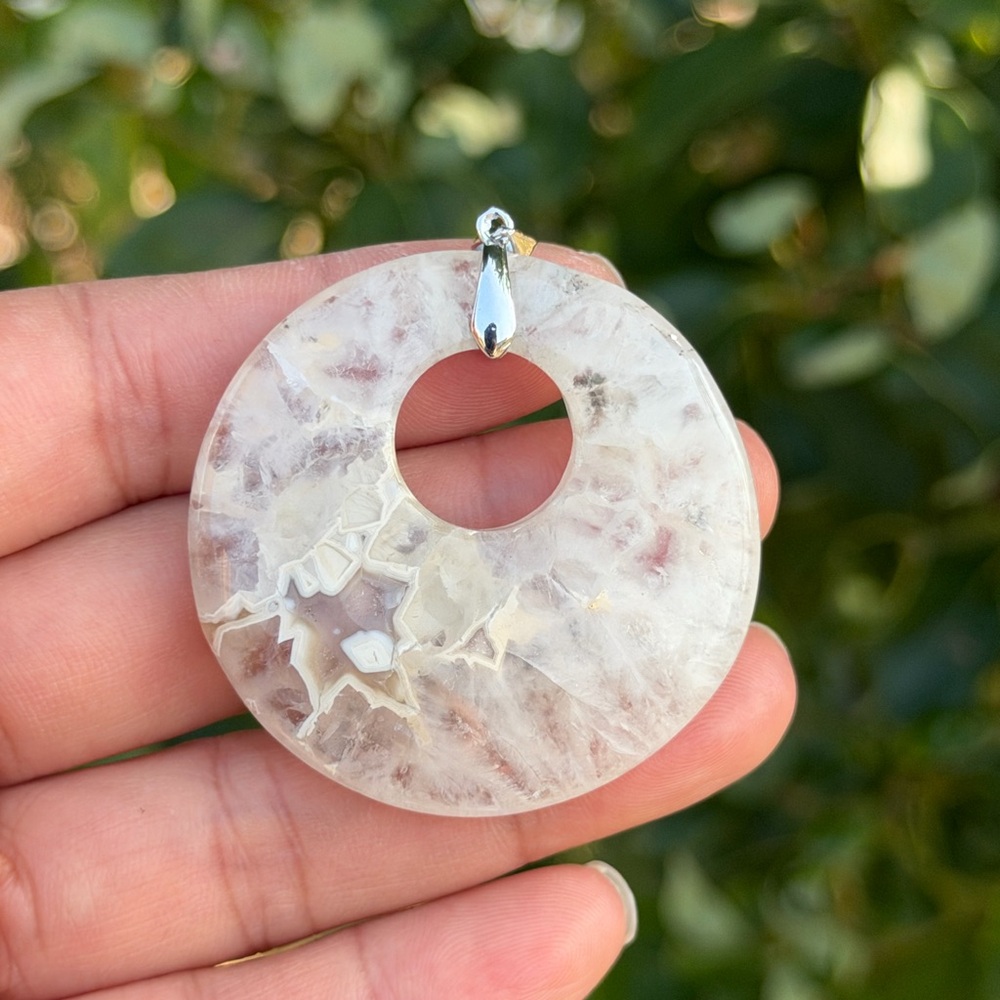 Sterling silver‎ 925 stamped unique clear quartz amethyst pendant 1048